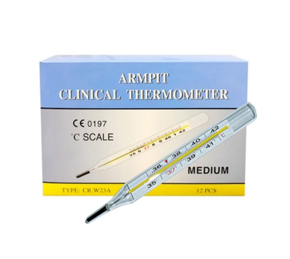 ปรอทแก้วเทอร์โมมิเตอร์วัดอุณหภูมิ